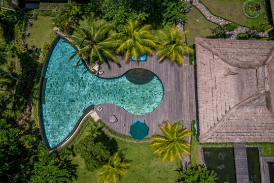 Permata Ayung Estate - Swimming pool aerial shot